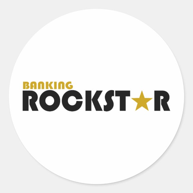 Pegatina Redonda Banking Rockstar (Anverso)