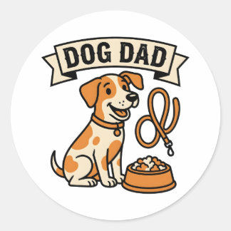 Pegatina Redonda Banner de dibujos animados de Papá Perro