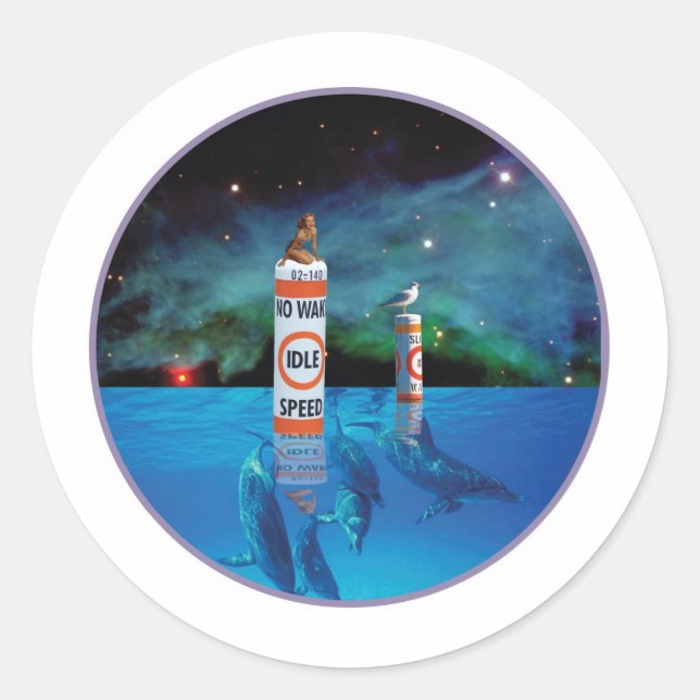 Pegatina Redonda Baño Belleza sentada sobre el marcador de la zona  (Anverso)