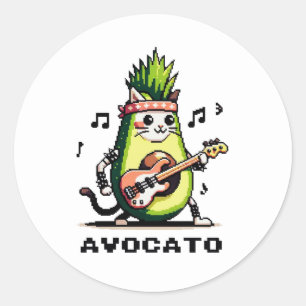 Pegatina Redonda Baño de aguacate - Arte de aguacate pixel para gat