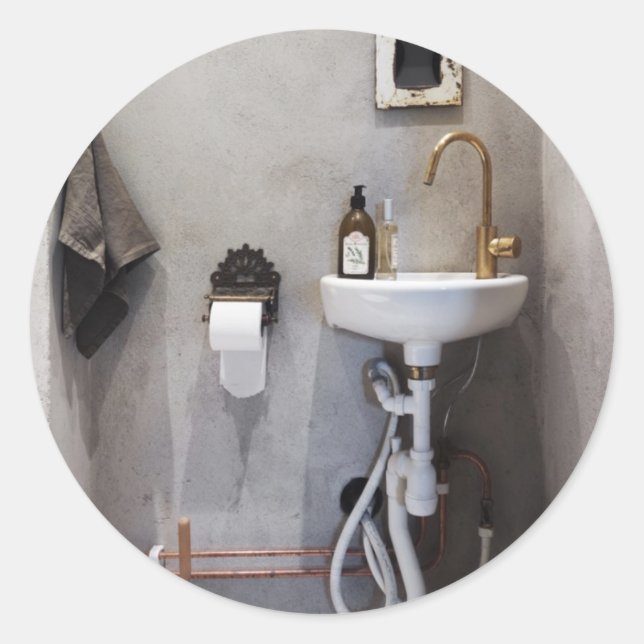 Pegatina Redonda Baño Funky (Anverso)