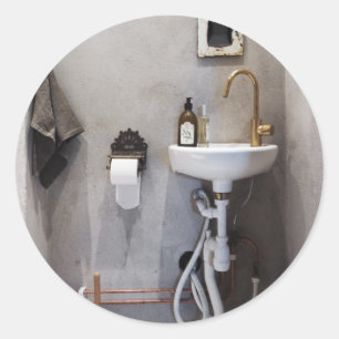 Pegatina Redonda Baño Funky