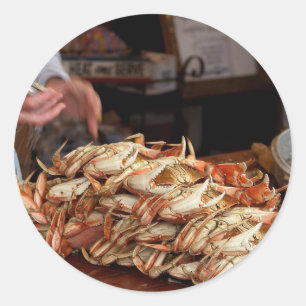 Pegatina Redonda Banquete del cangrejo azul