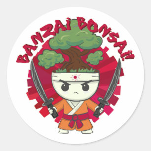 Pegatina Redonda ¡Banzai Bonsai!