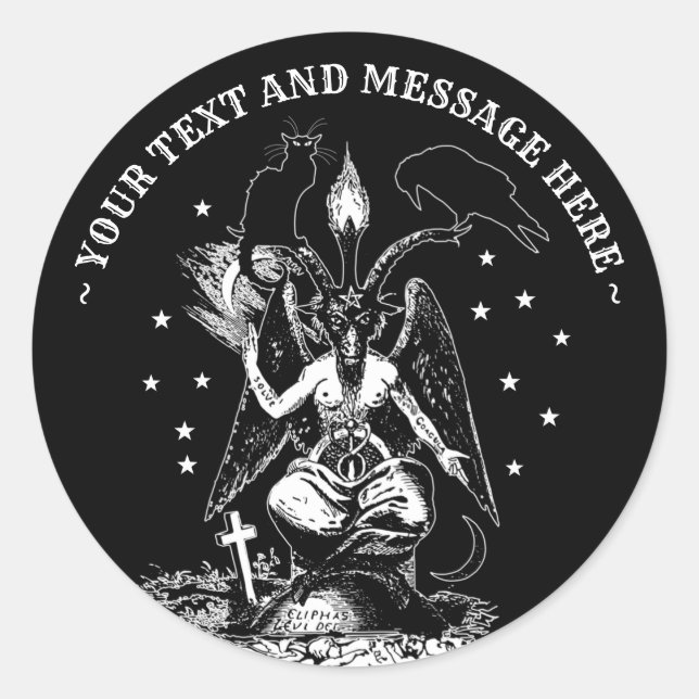 Pegatina Redonda Baphomet Gothic de brujería personalizada (Anverso)
