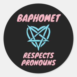 Pegatina Redonda Baphomet respeta a Pronouns transgénero