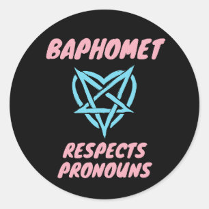 Pegatina Redonda Baphomet respeta a Pronouns transgénero