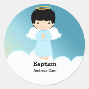 Pegatina Redonda Baptism Angel Boy
