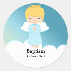 Pegatina Redonda Baptism Angel Boy
