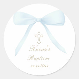 Pegatina Redonda Baptismo arco azul