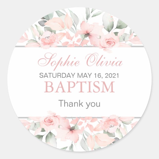 Pegatina Redonda Baptismo chica Regalo Envoltura Suministros Pegati (Anverso)