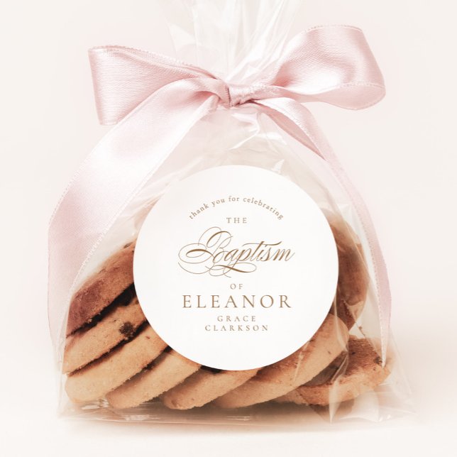 Pegatina Redonda Baptismo de caligrafía elegante de oro Gracias (Subido por el creador)