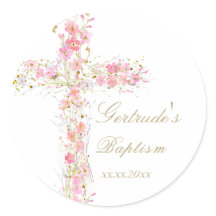 Baptismo flores rosadas cruza a niña