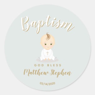 Pegatina Redonda Baptismo niño bebé