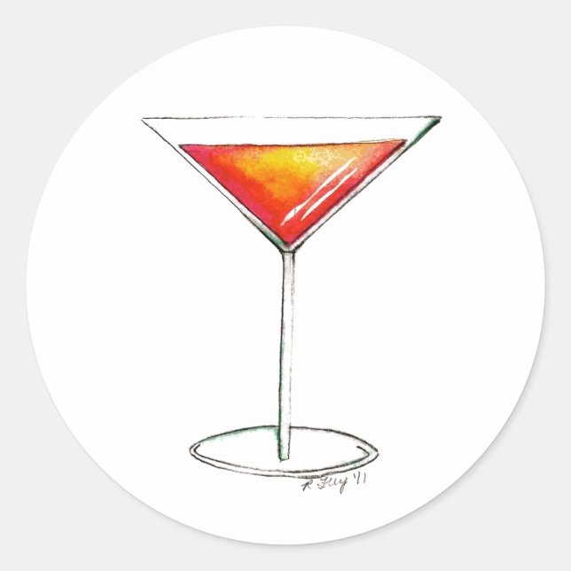 Pegatina Redonda Bar de bebidas mixtas Cosmo Cosmopolitan NYC (Anverso)