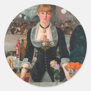 Pegatina Redonda Bar en el Folies-Bergère Edouard Manet