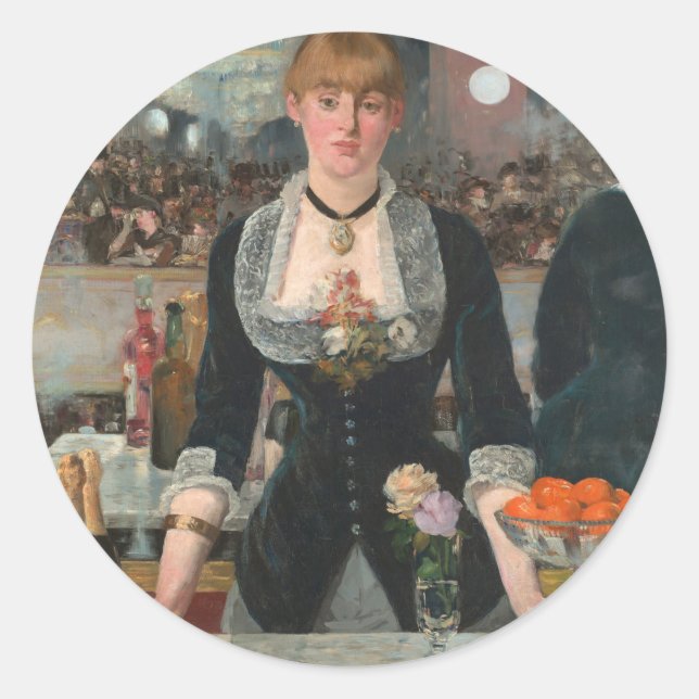Pegatina Redonda Bar en el Folies-Bergère Edouard Manet (Anverso)