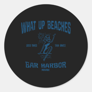Pegatina Redonda Bar Harbour Maine Me Funny Vintage Beaches Tee