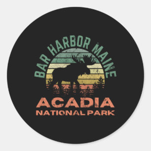 Pegatina Redonda Bar Harbour Parque nacional Acadia Maine Moose Sen