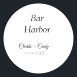 Pegatina Redonda Bar Harbour soltería boda de novias<br><div class="desc">Diseño</div>