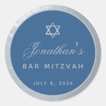 Bar Mitzvah Azul Clásico Falso Plateado Gris Escri