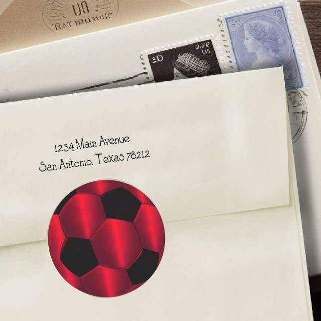 Pegatina Redonda Bar Mitzvah Banda de fútbol rojo y negro (Subido por el creador)