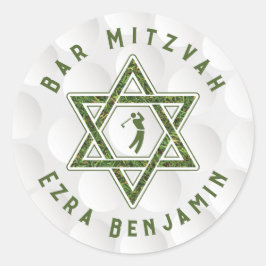 Pegatina Redonda Bar Mitzvah con tema de golf