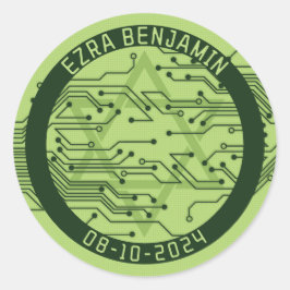 Pegatina Redonda Bar Mitzvah de la placa de circuito de computadora