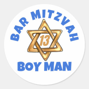 Pegatina Redonda Bar Mitzvah Estrella moderna de David