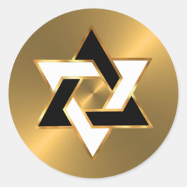 Pegatina Redonda Bar Mitzvah Gold Black Star of David