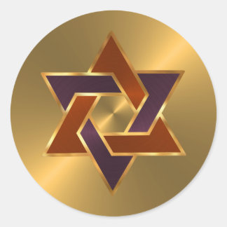Pegatina Redonda Bar Mitzvah Gold Rust Purple Star de David