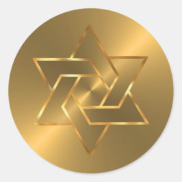 Pegatina Redonda Bar Mitzvah Gold Star of David on Gold