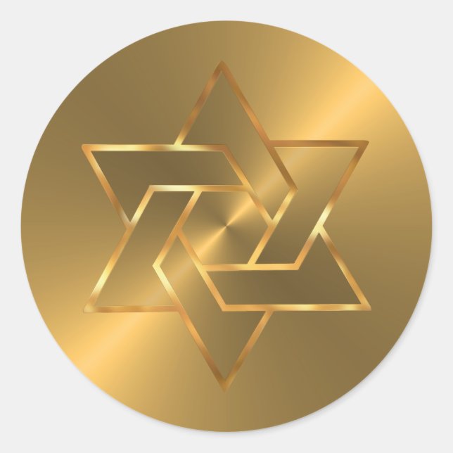 Pegatina Redonda Bar Mitzvah Gold Star of David on Gold (Anverso)