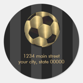 Pegatina Redonda Bar Mitzvah Gold y Black Soccer Ball
