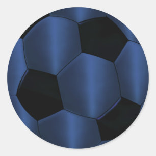 Pegatina Redonda Bar Mitzvah Naval Bola de Fútbol Azul y Negro