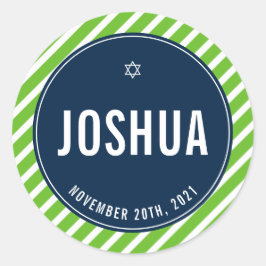 Pegatina Redonda BAR MITZVAH simple banda moderna nfl marina verde