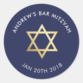 Pegatina Redonda Bar personalizado Mitzvah para la marina estrella 