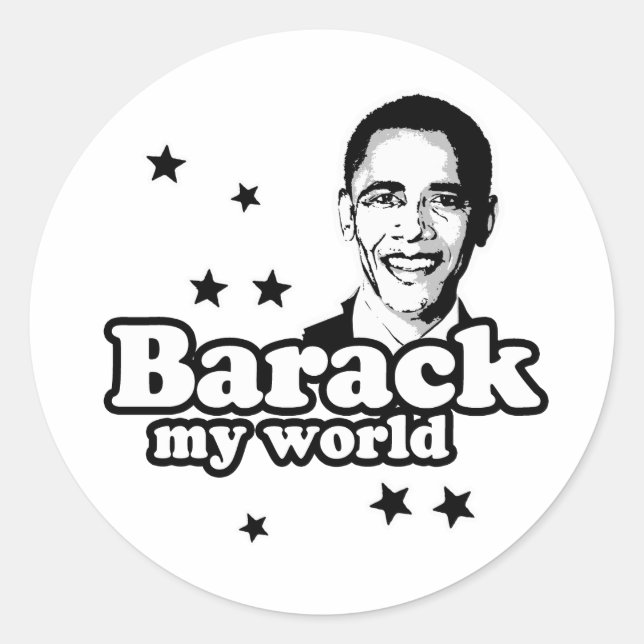 Pegatina Redonda Barack Mi Mundo (Anverso)