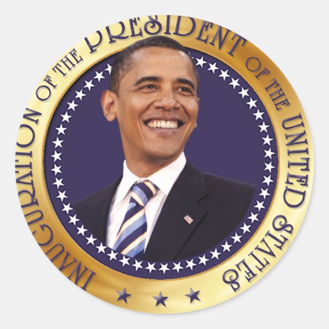 Pegatina Redonda Barack Obama (Anverso)