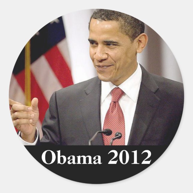 Pegatina Redonda Barack Obama 2012 (Anverso)