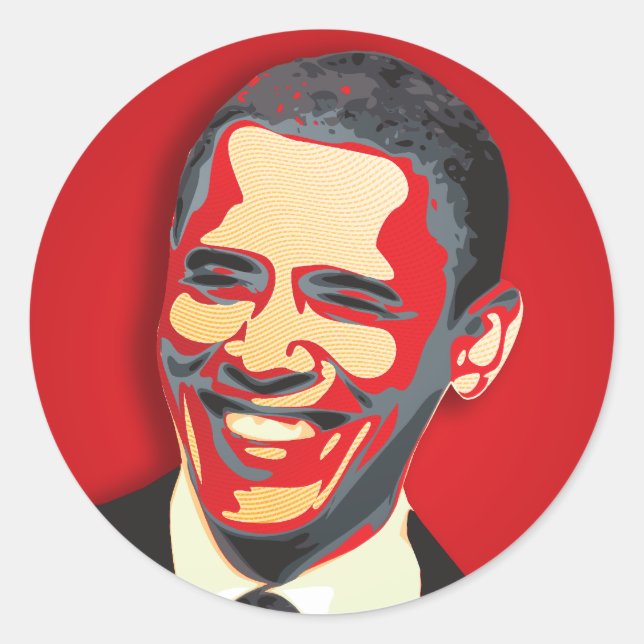 Pegatina Redonda Barack Obama 44º presidente (Anverso)
