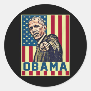 Pegatina Redonda Barack Obama 44º Presidente De Ee.Uu. Vintage El A