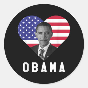 Pegatina Redonda Barack Obama 44º Presidente De Eeuu Amo A Obama