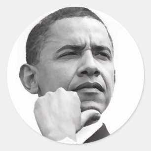 PEGATINA REDONDA BARACK OBAMA, 44º PRESIDENTE DE LOS ESTADOS UNIDO