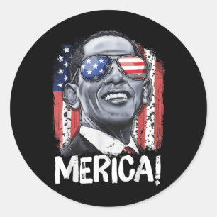 Pegatina Redonda Barack Obama 4 De Julio Merica Hombres Mujeres Usa