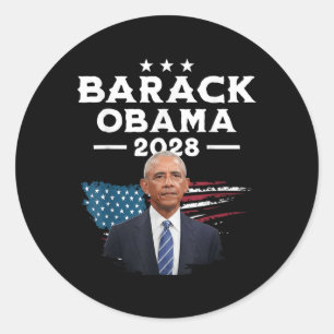 Pegatina Redonda Barack Obama de época para Presidente 2028 - Obama