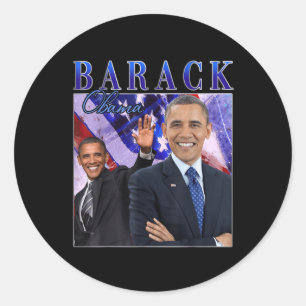 Pegatina Redonda Barack Obama estilo retro vintage