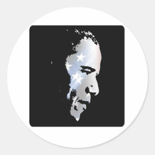 Pegatina Redonda Barack Obama Face