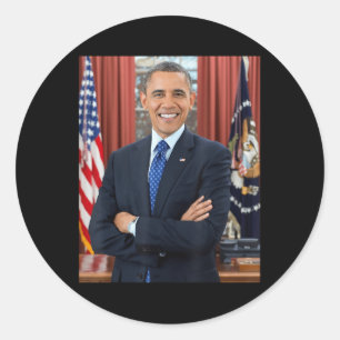 Pegatina Redonda Barack Obama Foto 44º presidente Potus Patriótico
