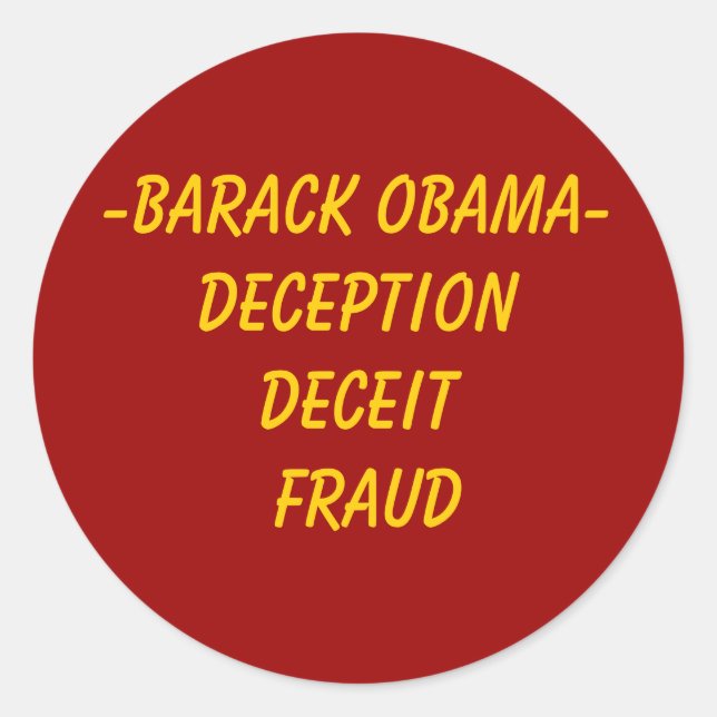 Pegatina Redonda -Barack Obama- Fraude Decepcionado (Anverso)